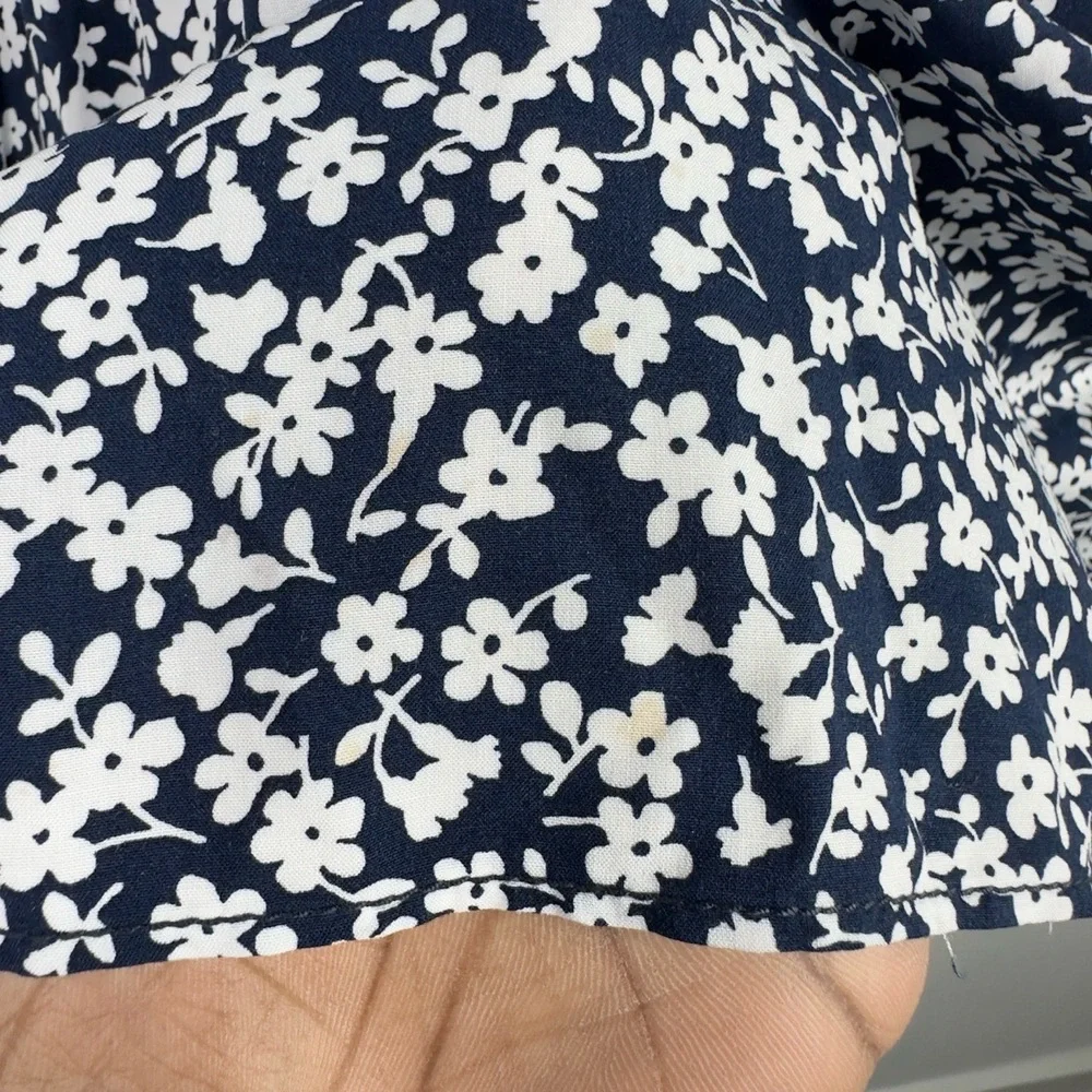 J.Crew Shirt Women L Blue White Floral Romantic Career Flowy Coquette Boho Fairy